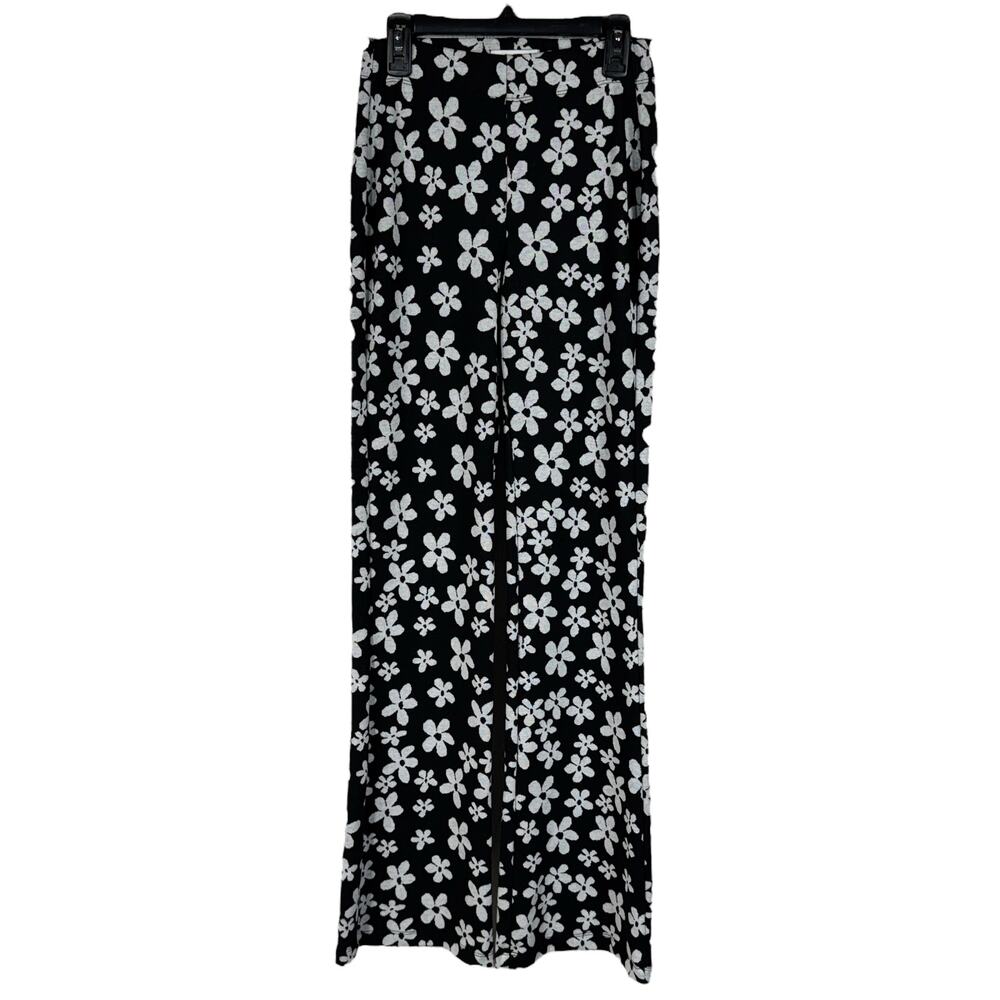 Urban Outfitters X-Small Bryn Flare Knit Pants Floral Stretch Pull-On Daisy Boho